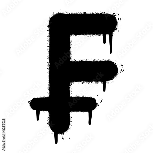 graffiti franc sign sprayed isolated on white background. Currency icon. vector illustration.