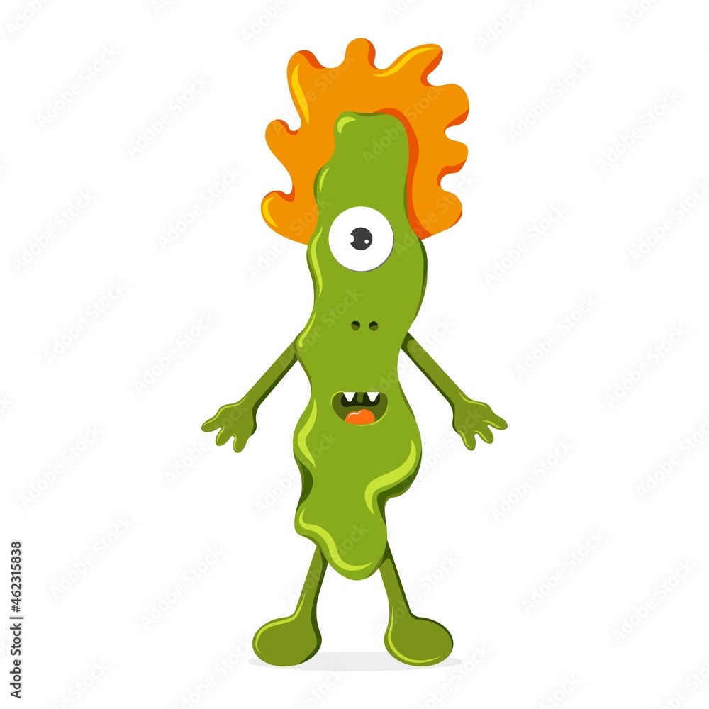 Fototapeta premium Green monster. Cute cartoon character. Vector illustration for children