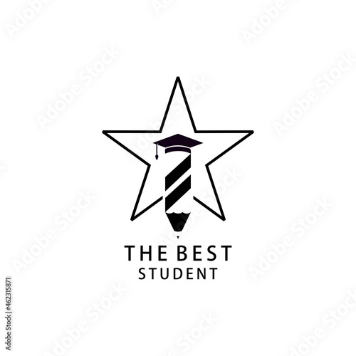 Graduation cap pencil educatiom logo. University icon template logo vector design 