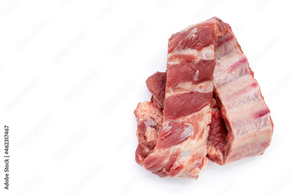 Raw pork ribs on white background. Raw pork ribs on white background.
