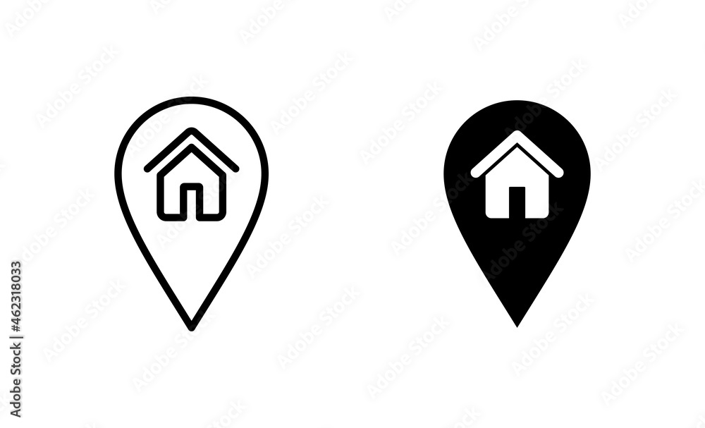 address icons set. home location sign and symbol. pinpoint address icons set. home location sign and symbol. pinpoint