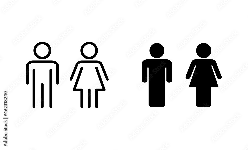 Man and woman icons set. male and female sign and symbol. Girls and boys Man and woman icons set. male and female sign and symbol. Girls and boys