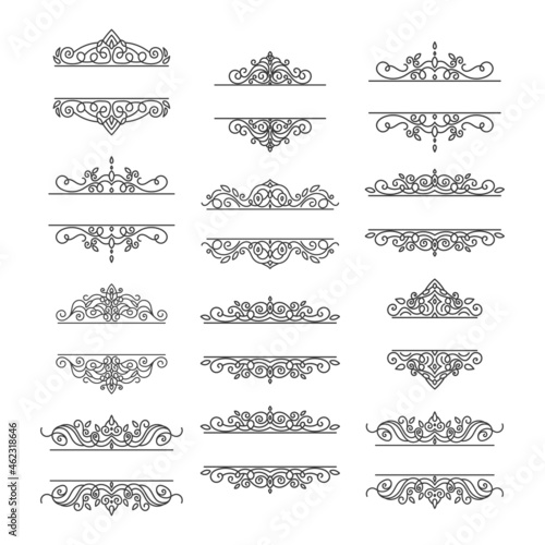 Vintage frame label set Ornamental logotypes with decorative floral retro elements frames for wedding, vector format