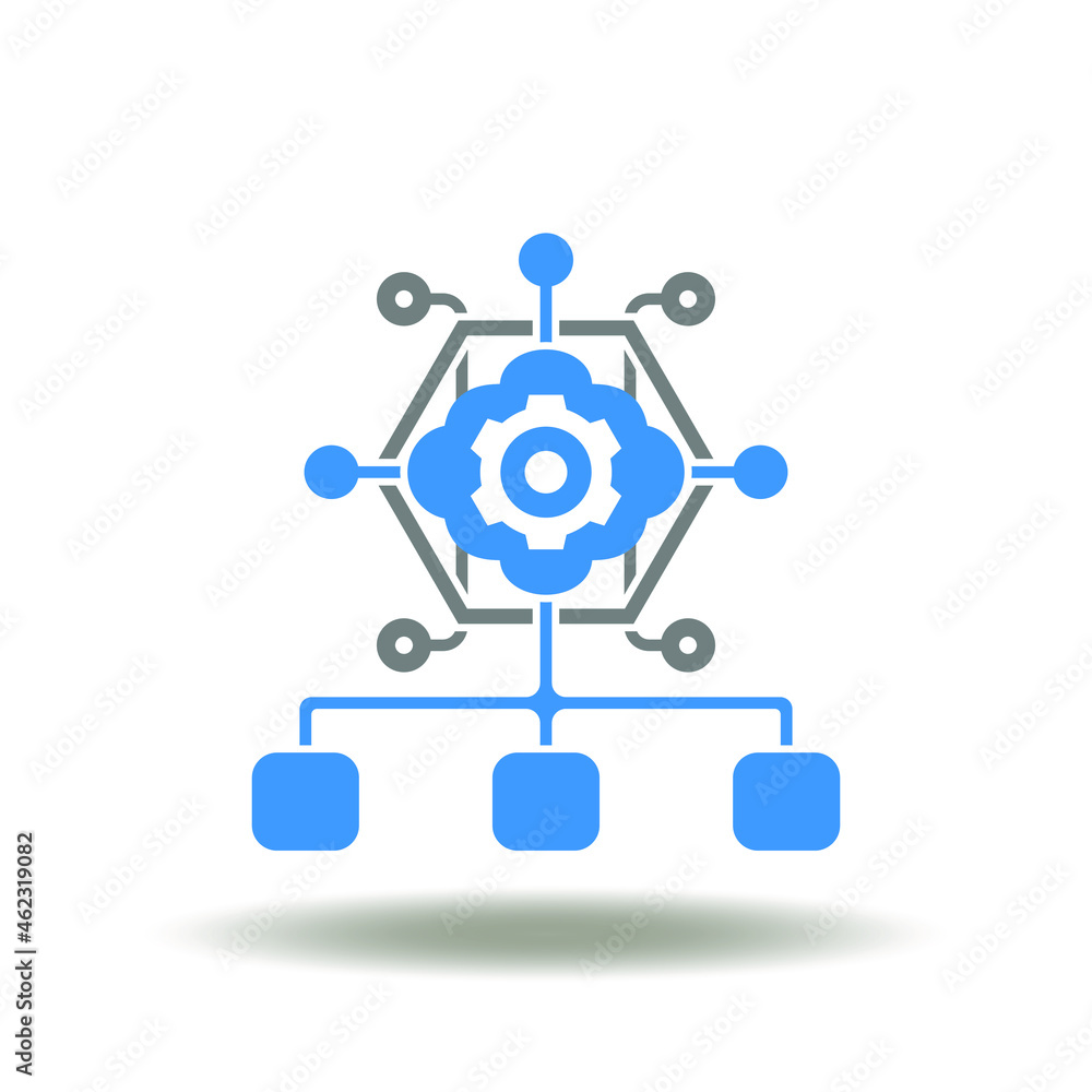 Vector illustration of cloud flowchart network. Symbol of blockchain