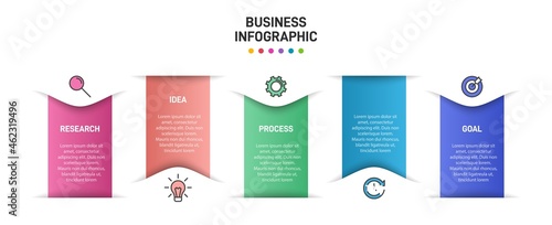 Infographic design with icons and 5 options or steps. Thin line vector. Infographics business concept. Can be used for info graphics, flow charts, presentations, web sites, banners, printed materials.
