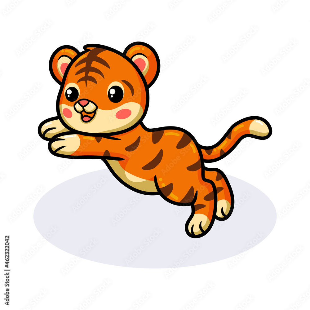 Cute baby tiger cartoon jumping Cute baby tiger cartoon jumping