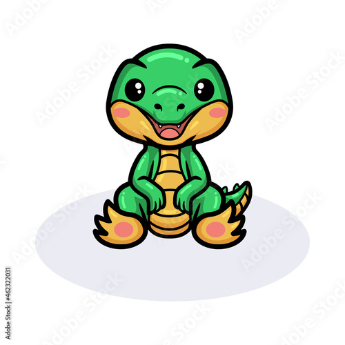Cute little crocodile cartoon sitting