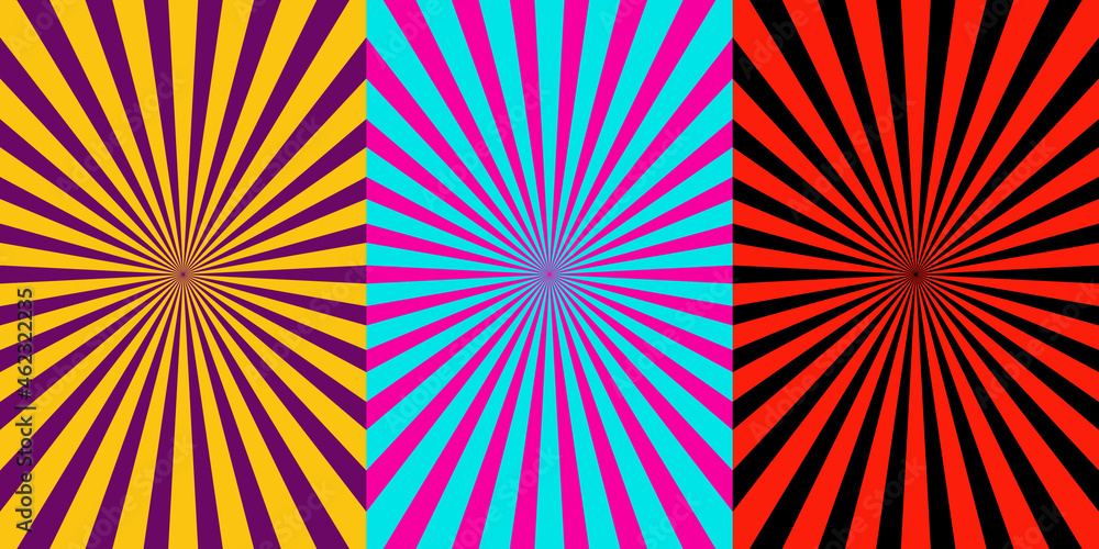 Set of bright backgrounds in pop art style vector.