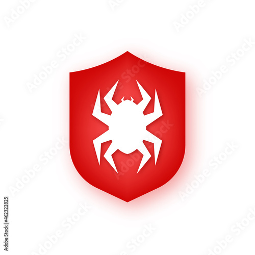 Danger symbol vector illustration. Virus protection. Computer virus alert. Safety internet technology, data secure. Neon icon