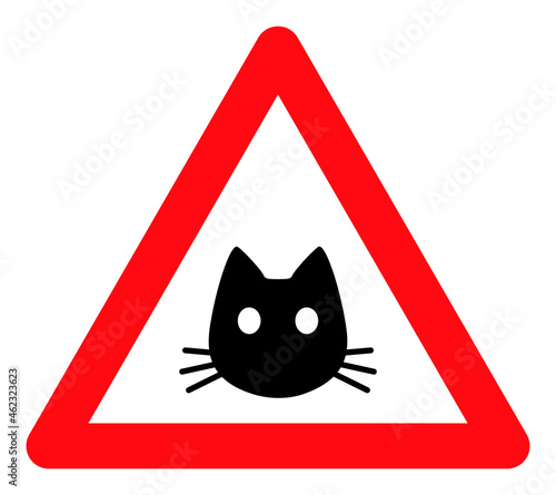 Cat warning vector illustration. A flat illustration design used for cat warning icon, on a white background.