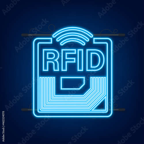 RFID Radio Frequency IDentification neon effect. Technology concept. Digital technology. Vector illustration
