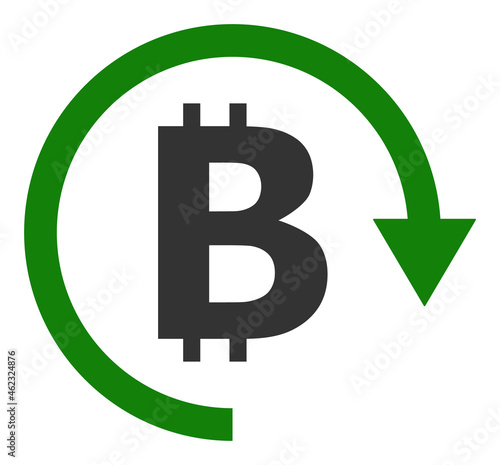 Bitcoin repay vector illustration. A flat illustration design used for bitcoin repay icon, on a white background.