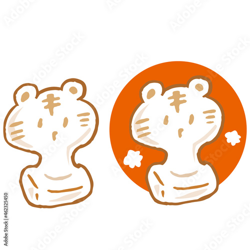 トラの形の焼餅のデフォルメイラスト