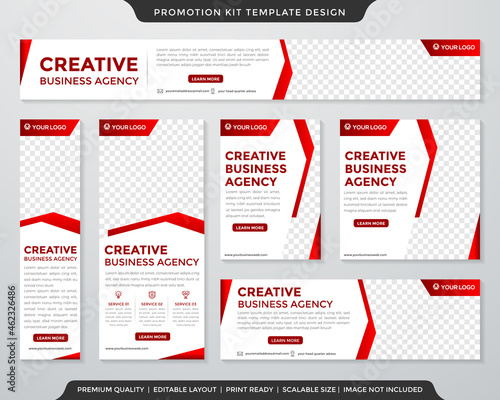corporate promotion kit template layout with abstract and modern style use for business digital ads