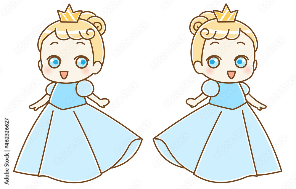 かわいいお姫様 右向き左向き セット グラデ無し かわいいお姫様 右向き左向き セット グラデ無し