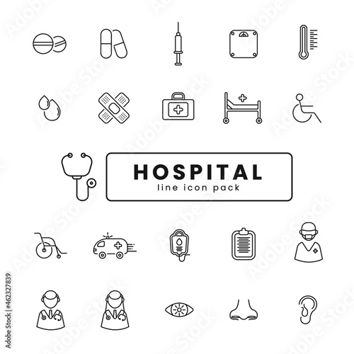 Line Icon Set for Hospital and Medical