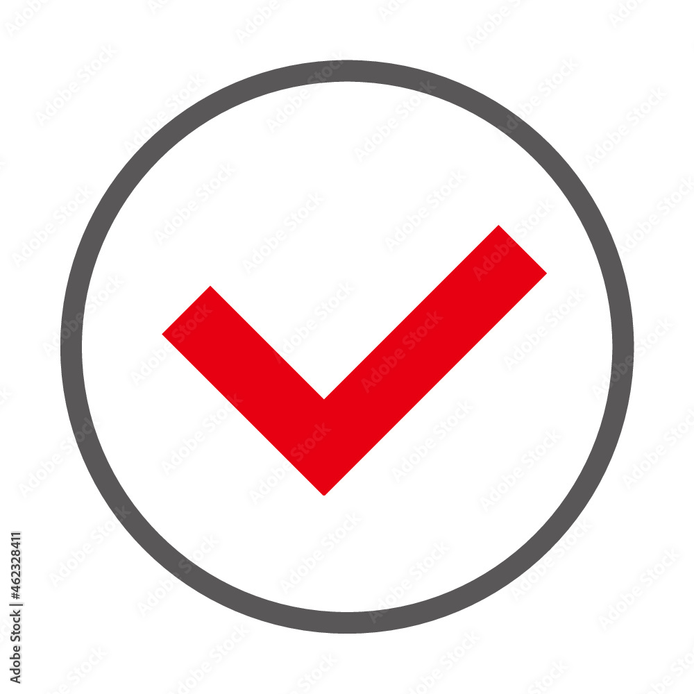 A simple red check mark. A simple red check mark.