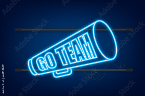 Go Team Triangle Banner. Go team in cartoon style. Neon icon. Vector stock illustration