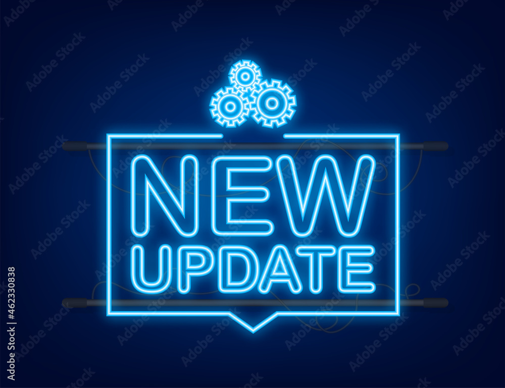 Obraz premium System software update or upgrade neon icon. Banner new update, Badge, sign. Vector illustration