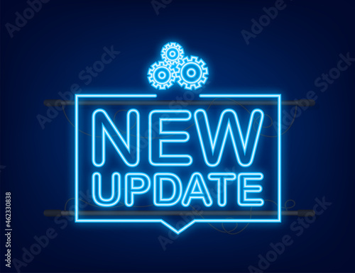 System software update or upgrade neon icon. Banner new update, Badge, sign. Vector illustration