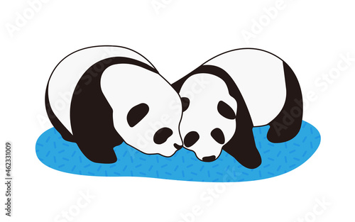 Vector illustration of two pandas.