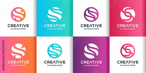 Set of letter S abstract modern logo design inspiration