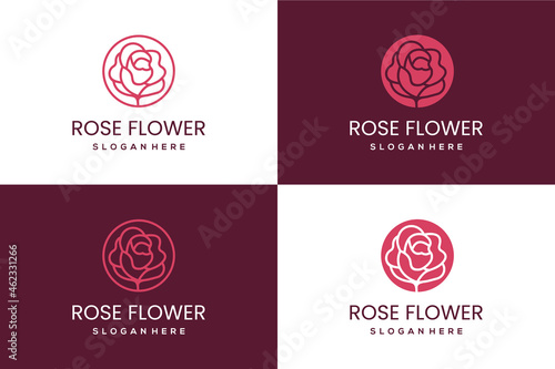 Rose flower modern luxury logo design inspiration