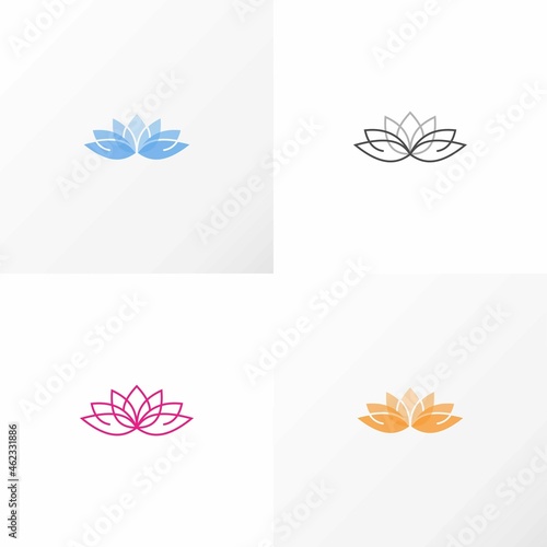 Lotus flower in feminine shape image graphic icon logo design abstract concept vector stock. Can be used as a symbol related to nature or ornament