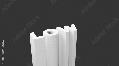 Low text background in monochrome theme. 3D illustration in dark background with copy space