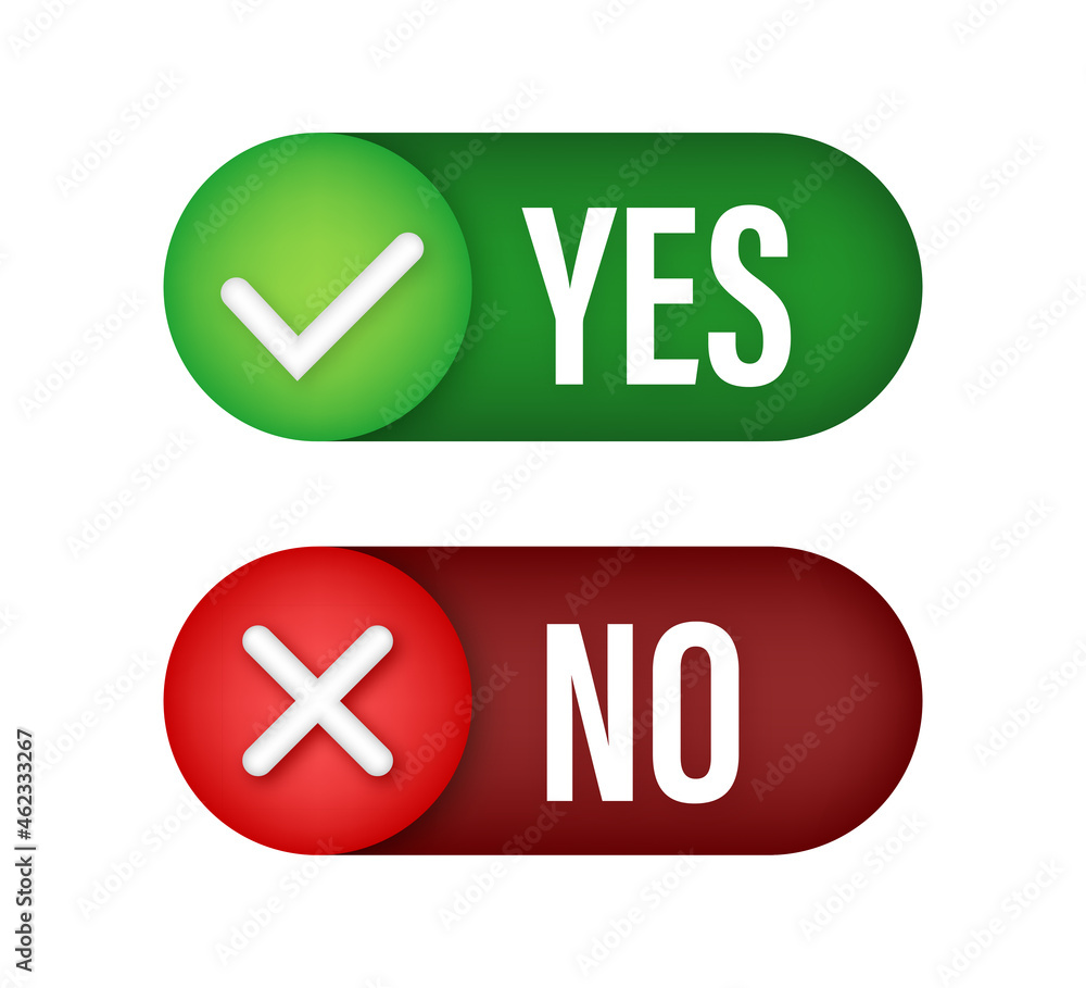 Yes No word text on talk shape. Vector stock illustration yes no in speech bubble on white