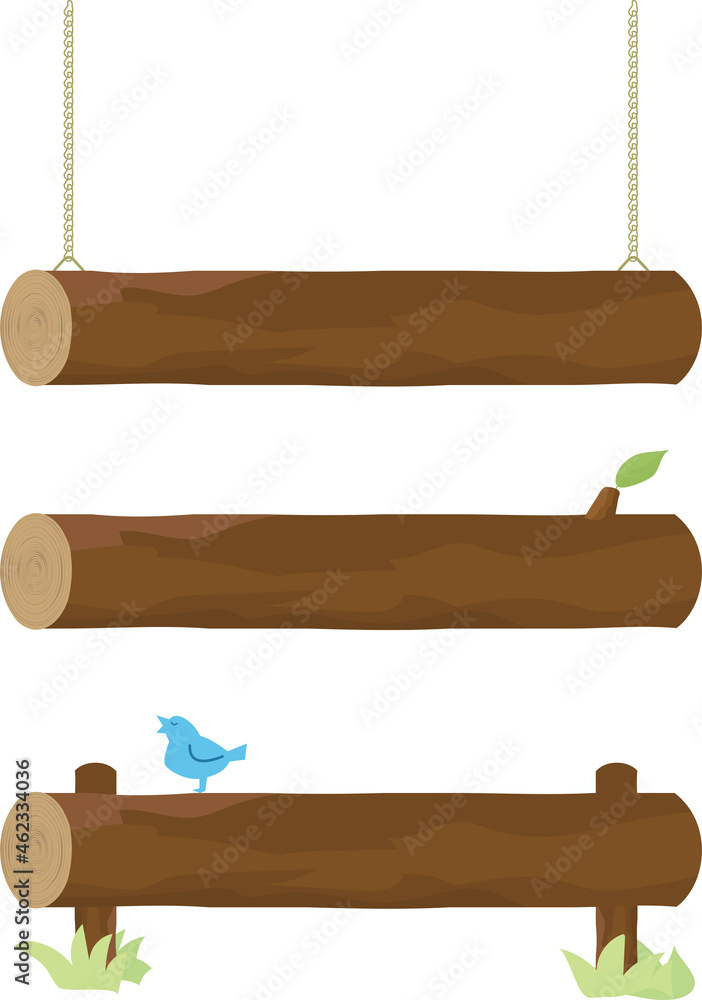 Frame illustrations of three different types of logs.