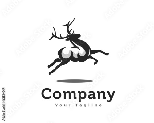 jump elk deer run logo template illustration