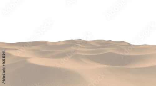 Sand dunes in the desert Isolated on white background 3d illustration