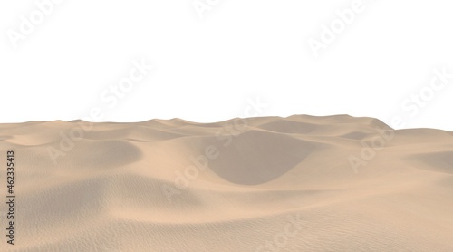 Sand dunes in the desert Isolated on white background 3d illustration