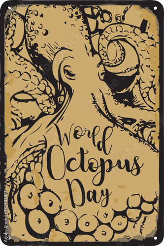 Vintage sign World Octopus Day