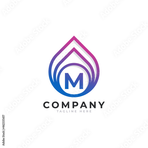 Initial Letter M with Oil and Gas Logo Design Inspiration
