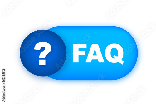 Frequently asked questions FAQ banner. Speech bubble with text FAQ. Vector stock illustration