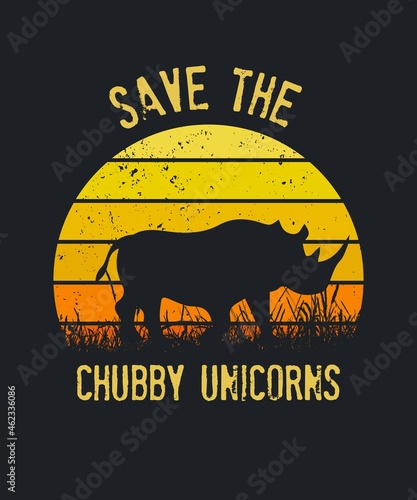 Save The Chubby Unicorns Shirt. Retro Style Rhino T-Shirt