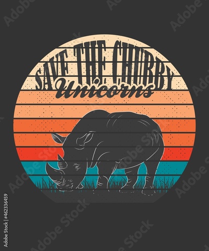 Save The Chubby Unicorns Shirt. Retro Style vintage Rhino T-Shirt