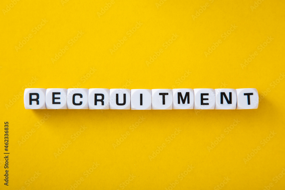 White block with word Recruitment