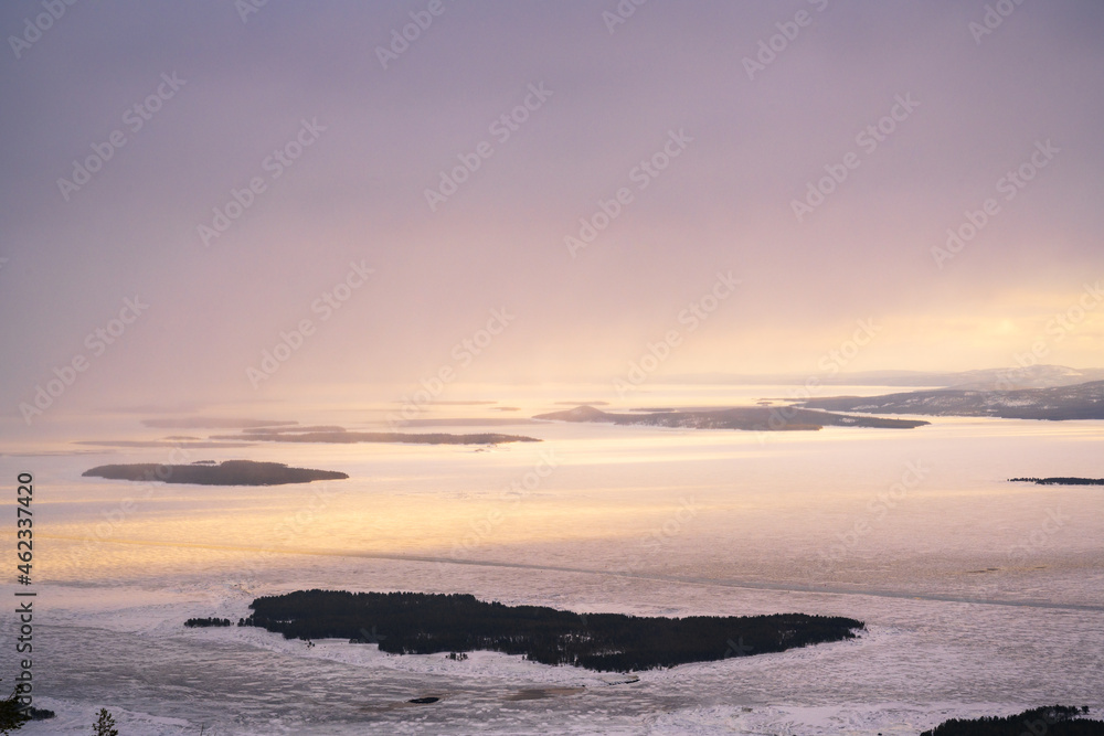 Natural scenery in winter, cold winter in Europe, snow-covered forest. Finland, a popular tourist destination in Europe.