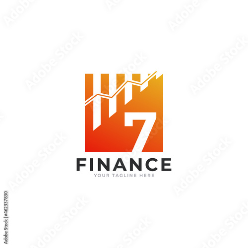 Number 7 Chart Bar Finance Logo Design Inspiration