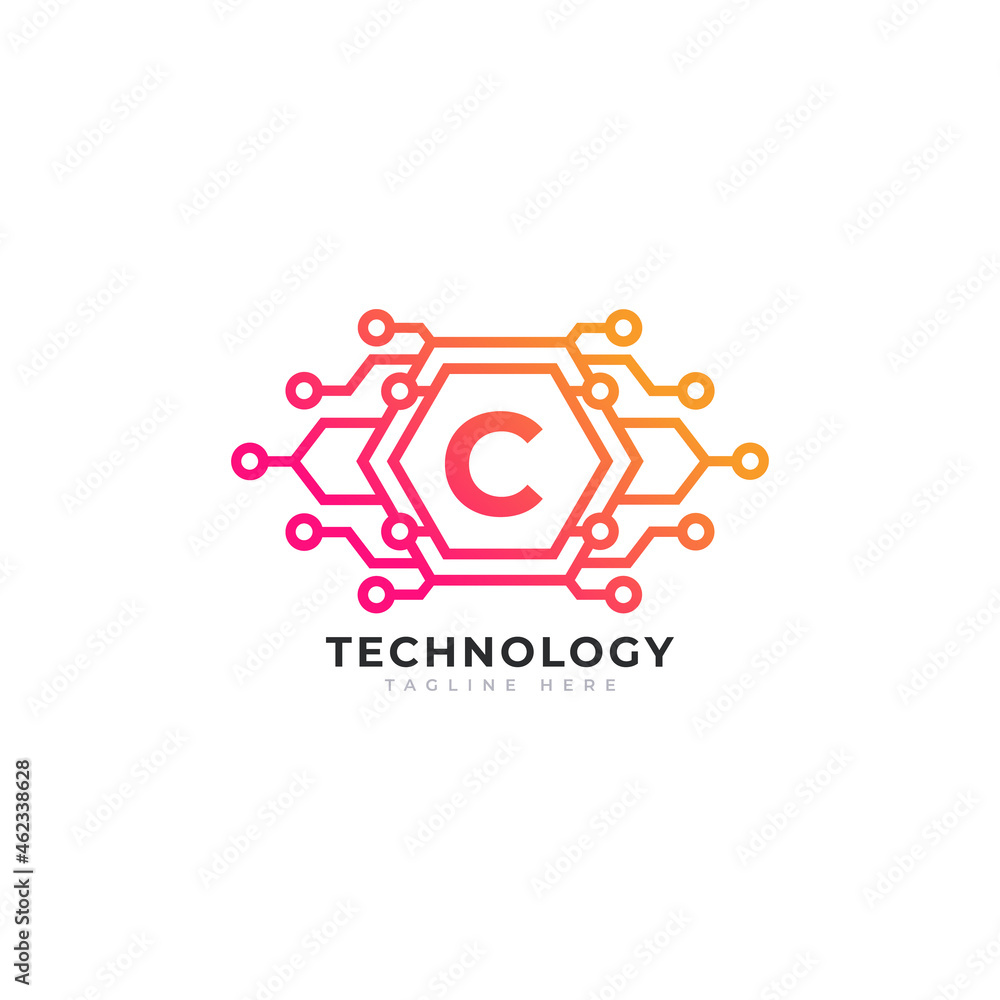 Technology Initial Letter C Logo Design Template Element.