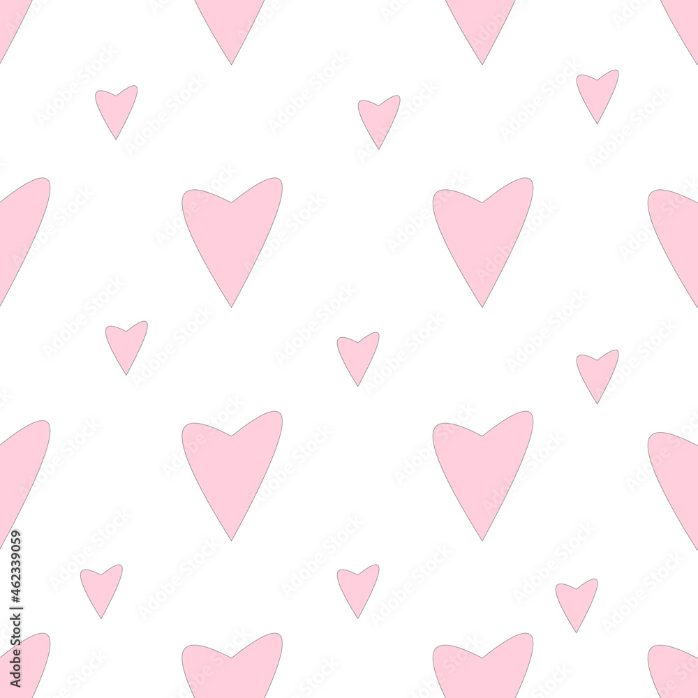 Seamless pattern with pink hearts.Vector illustration.