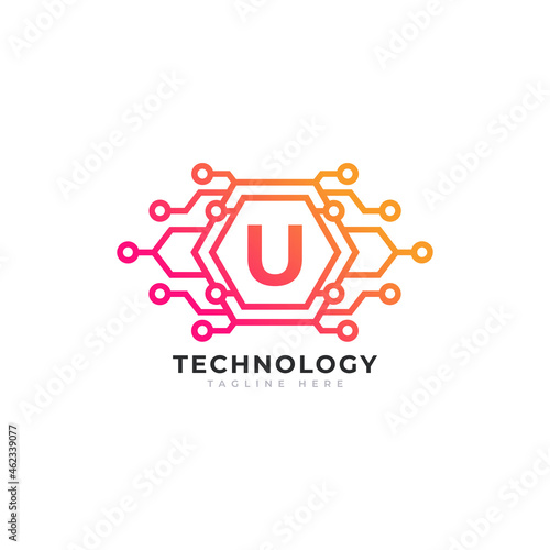 Technology Initial Letter U Logo Design Template Element.
