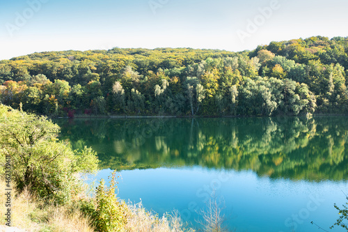Turquoise Lake in an old limestone pit, Wapnica, Wolin Island, Poland photo