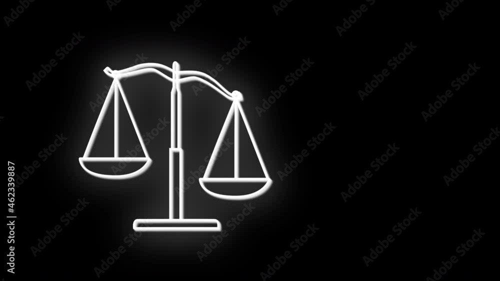 Justice scale outline animation. Seamless loop. Luma matte. Black background. Justice scale outline animation. Seamless loop. Luma matte. Black background.