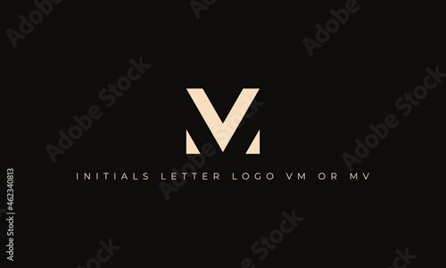 illustration vector graphic logo design for combination letter V and M in creative and unique way, with simple, modern, minimalist, elegant, sophisticated style. photo