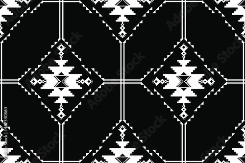 Geometric ethnic oriental seamless pattern traditional Design for background,carpet,wallpaper.clothing,wrapping,Batik fabric,Vector illustration.embroidery style - Sadu, sadou, sadow or sado
