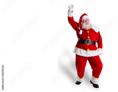 Santa Claus dancing on white background